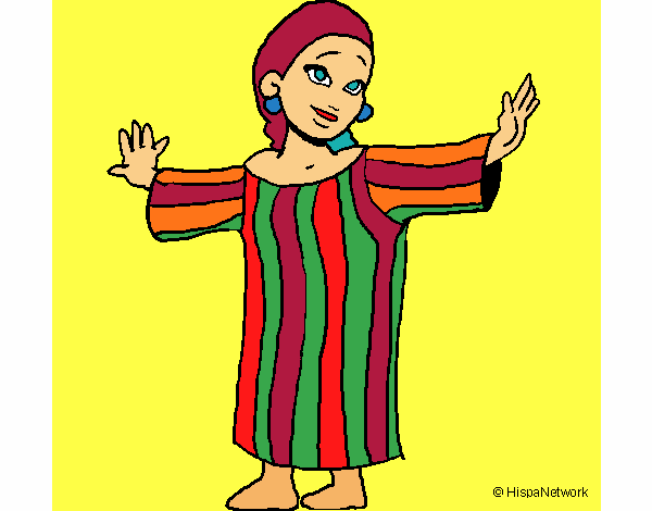 Coloring page Mayan girl painted bymindella