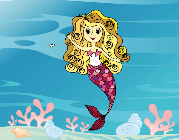 Coloring page Mermaid with curls painted bysuzie