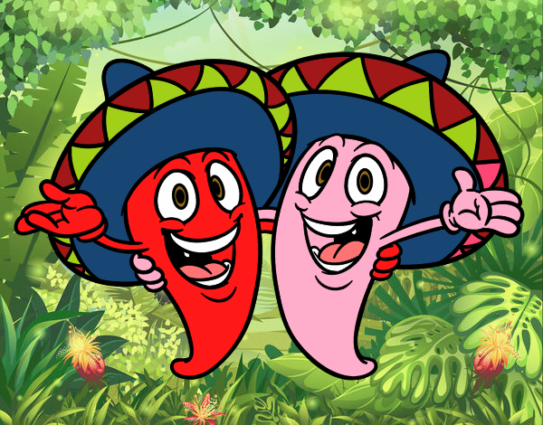 Coloring page Mexican Peppers painted byCaliente