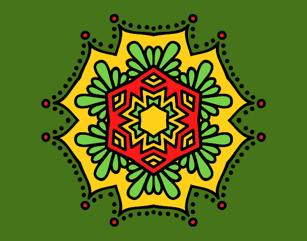 Coloring page Symmetrical flower mandala painted bypinkrose