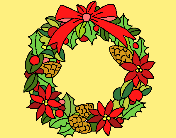 Coloring page Wreath of Christmas flowers painted bysuzie