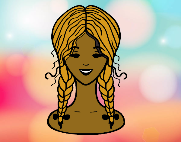 Coloring page hairstyle: two braids  painted byCharlotte