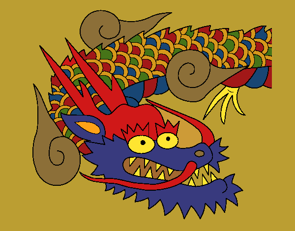 Coloring page Japanese dragon II painted bysuzie