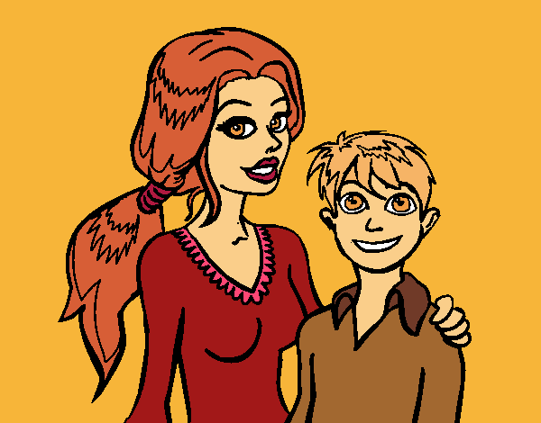 Coloring page Mother and son  painted bypinkrose