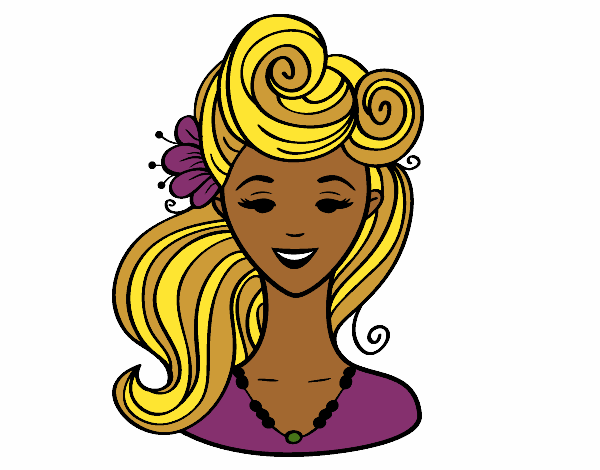 Coloring page Pin-up hairstyle  painted byCharlotte