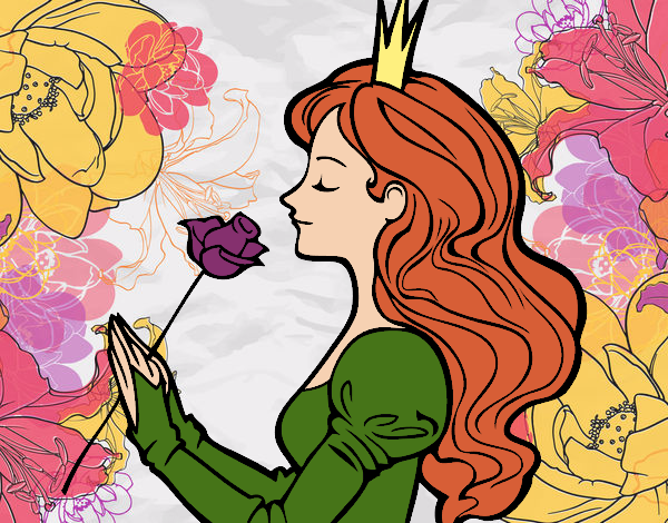 Coloring page Princess and rose painted byCharlotte