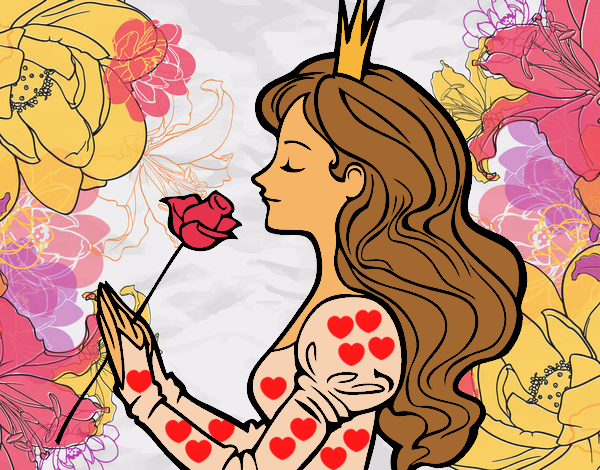 Coloring page Princess and rose painted byCharlotte