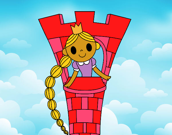 Coloring page Rapunzel in the tower painted byCharlotte