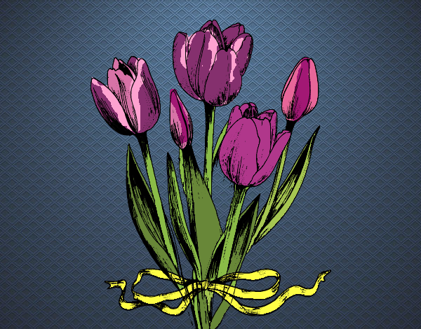 Coloring page Tulips with a bow painted bysuzie