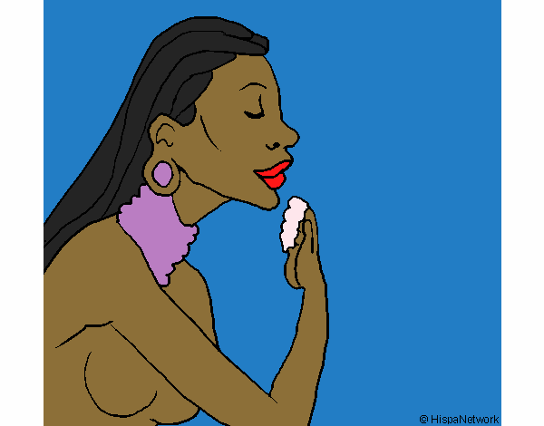 Coloring page Woman protecting her skin painted byCharlotte