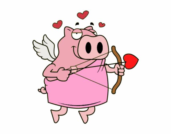 Coloring page Cupid Piglet painted byTraci 