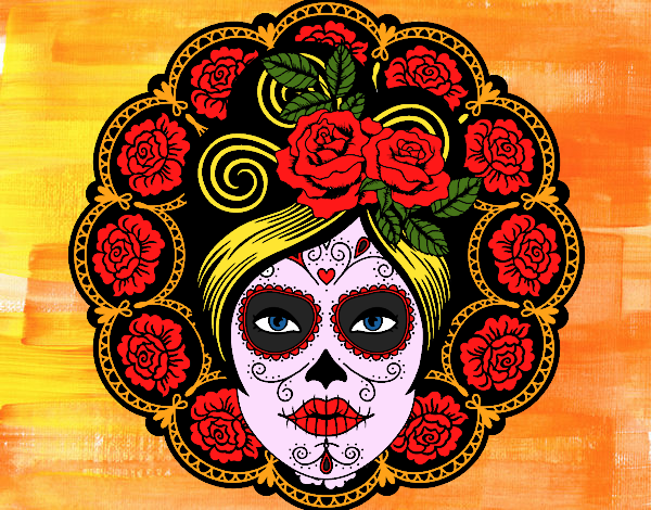 Coloring page Mexican skull female painted byCharlotte