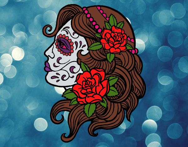 Coloring page Catrina tattoo painted byeden