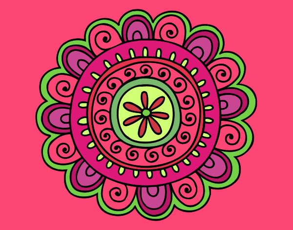 Coloring page Happy mandala painted byAnnette