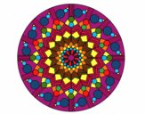 Coloring page Mandala flower with circles painted byclownking