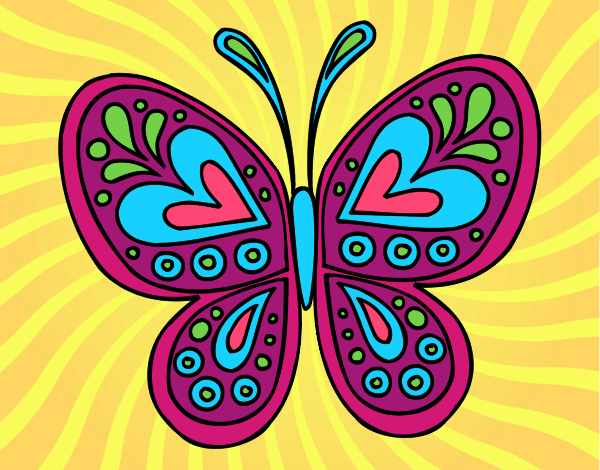 Coloring page Butterfly mandala painted bypzyche7
