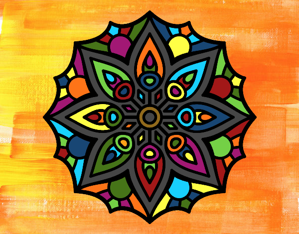 Coloring page Mandala simple symmetry  painted bypzyche7