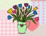 Coloring page Vase of tulips painted byCharlotte