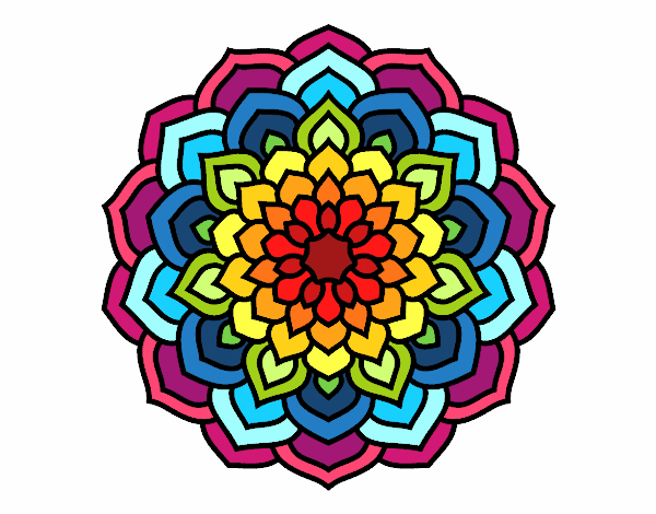 Coloring page Mandala flower petals painted byLinds