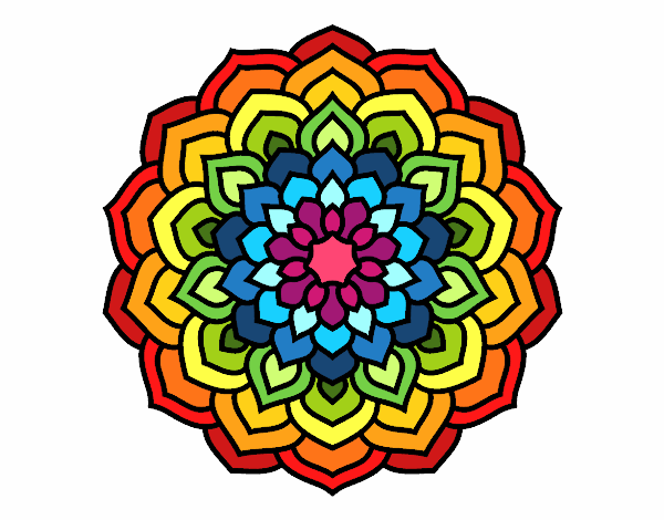 Coloring page Mandala flower petals painted byLinds