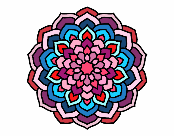 Coloring page Mandala flower petals painted byMaryD