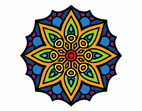 Coloring page Mandala simple symmetry  painted byLinds