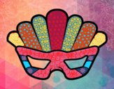 Coloring page Mask with plumes painted byLinds
