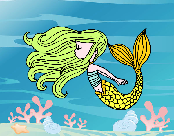 Coloring page Mermaid is floating painted bybarbie_kil