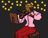 Coloring page Female violinist painted byCharlotte