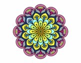 Coloring page Mandala flower and sheets painted byMaryD