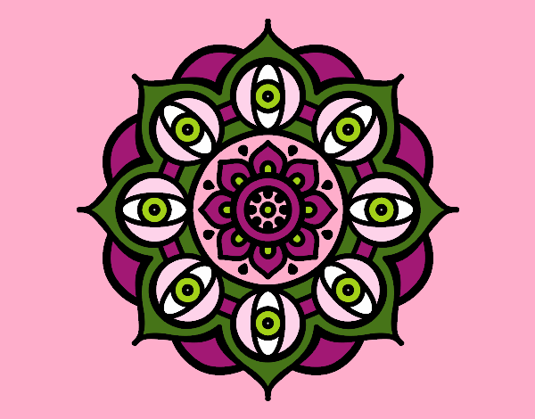Coloring page Mandala open eyes painted byjune55