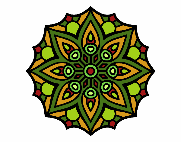 Coloring page Mandala simple symmetry  painted byjune55