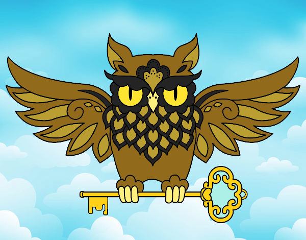 Owl with key tattoo