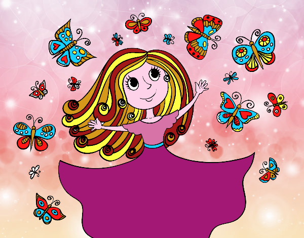 Coloring page Princess of butterflies painted byjune55