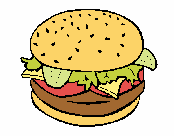 Coloring page Hamburger with everything painted byJeff
