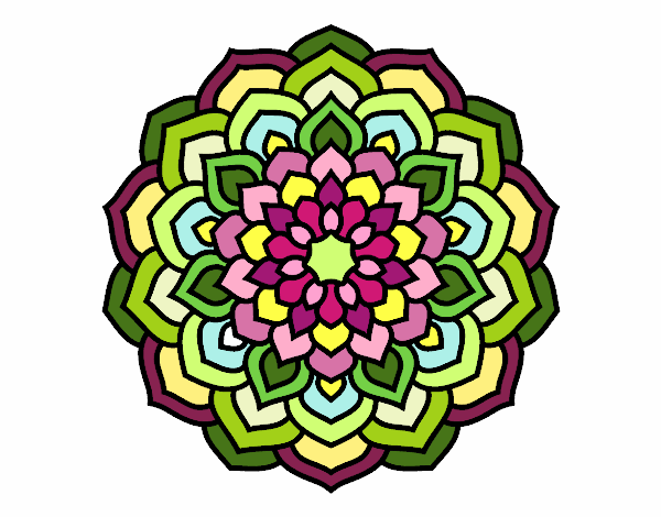 Coloring page Mandala flower petals painted byd33d33