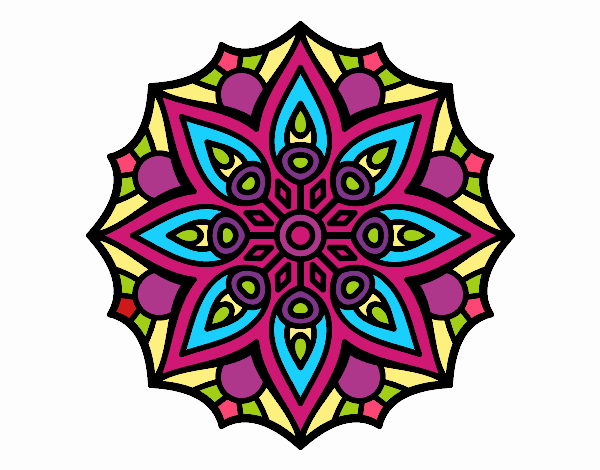 Coloring page Mandala simple symmetry  painted byCaryAnn