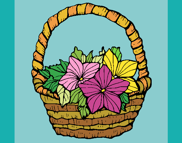 Coloring page Basket of flowers 2 painted byKArenLee