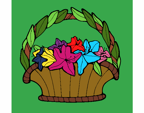 Coloring page Basket of flowers 4 painted byKArenLee