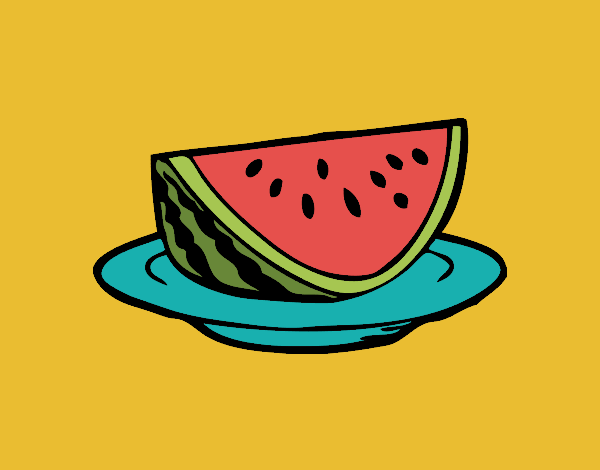 Coloring page Bowl of watermelon painted byKArenLee