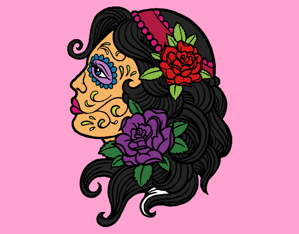 Coloring page Catrina tattoo painted byKArenLee