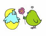 Coloring page Chicks in love painted byGracesGran