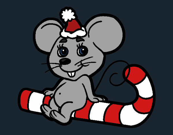 Coloring page Christmas mouse painted byKArenLee