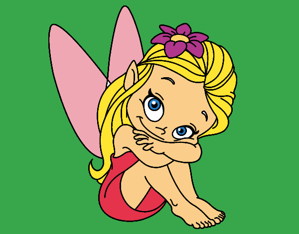 Coloring page Fairy sitting painted byKArenLee