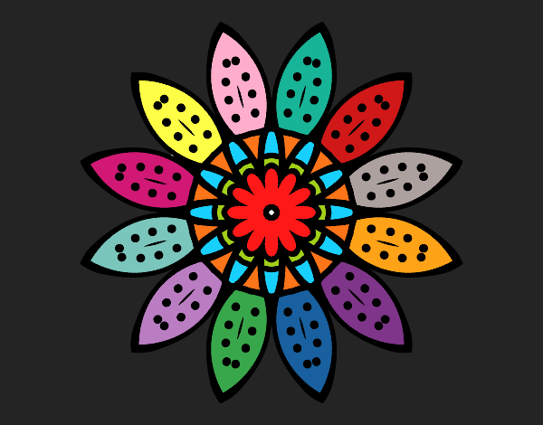 Coloring page Flower mandala with petals painted byKArenLee