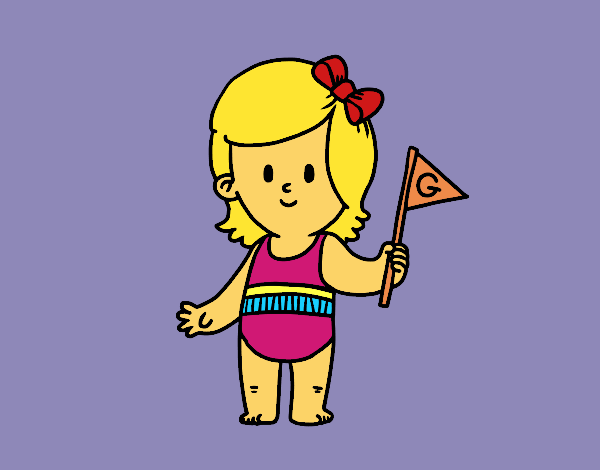 Coloring page Girl with flag painted byKArenLee
