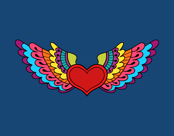 Coloring page Heart with wings painted byKArenLee