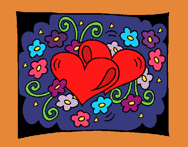 Coloring page Hearts and flowers painted byKArenLee