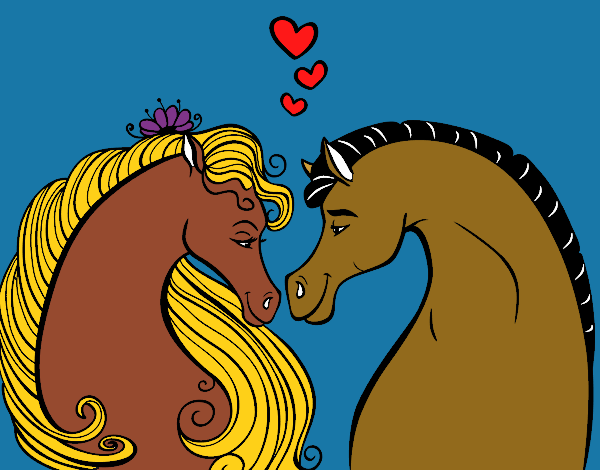 Coloring page Horses in love painted byKArenLee