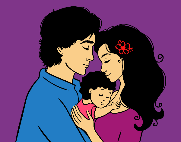 Coloring page Hug family painted byKArenLee